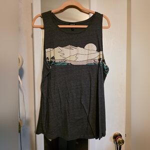 Torrid Charcoal Mountain Graphic Tank Top